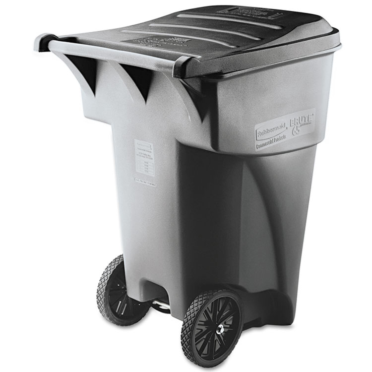 Rubbermaid Commercial Brute Roll-Out Heavy-Duty Container, 95 gal, Polyethylene, Gray (RCP9W22GY)