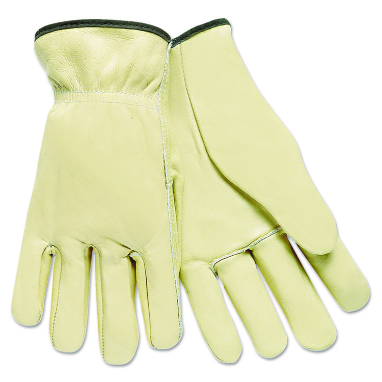MCR Safety Top Grain Cowhide Leather Drivers Gloves, Gunn Cut, Straight Thumb, Medium, Tan, 12 Pairs (MPG3200M)