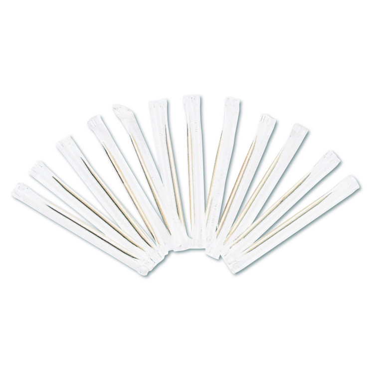 AmerCareRoyal Cello-Wrapped Round Wood Toothpicks, 2.5", Natural, 1,000/Box, 15 Boxes/Carton (RPPRIW15)