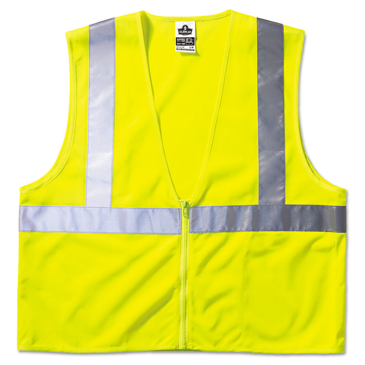 ergodyne GloWear 8210Z Class 2 Economy Vest, Polyester Mesh, Large to X-Large, Lime (EGO21055)