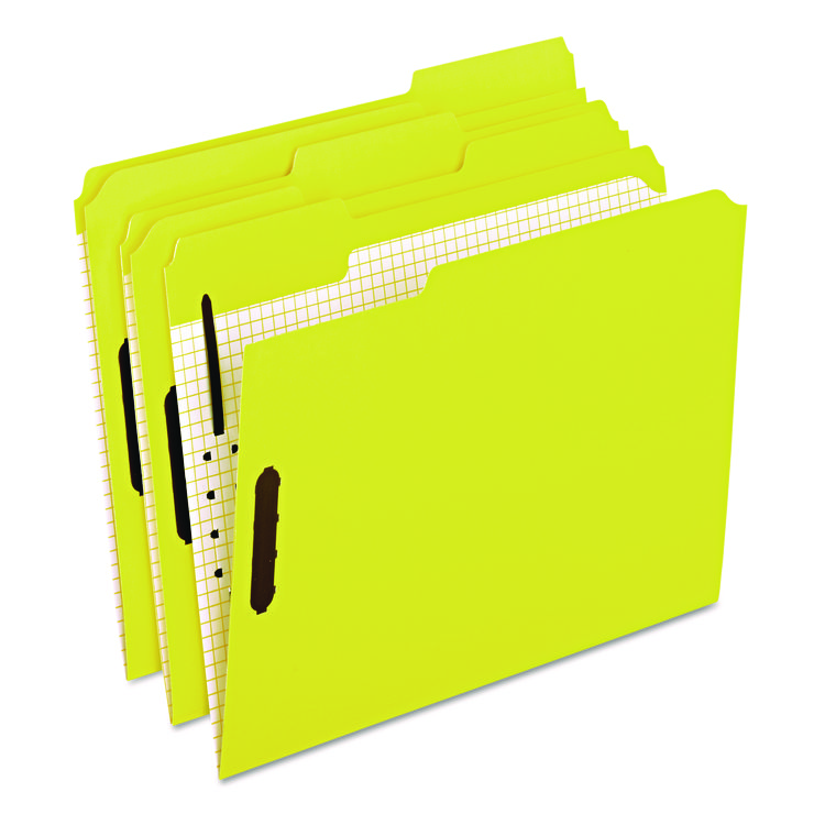 Pendaflex Colored Classification Folders with Embossed Fasteners, 2 Fasteners, Letter Size, Yellow Exterior, 50/Box (PFX21309)