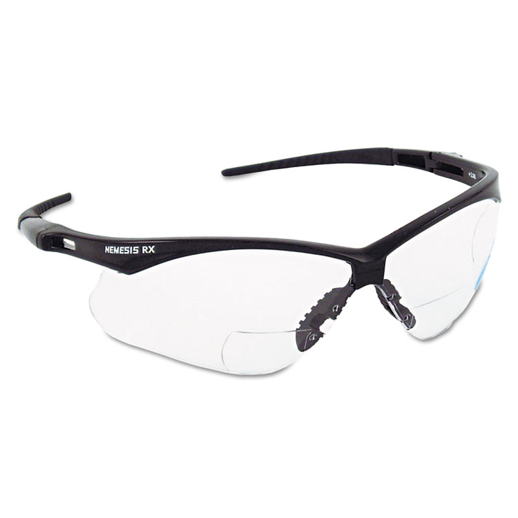 KleenGuard V60 Nemesis Rx Reader Safety Glasses, Black Frame, Clear Lens, +1.0 Diopter Strength (ANS28618)