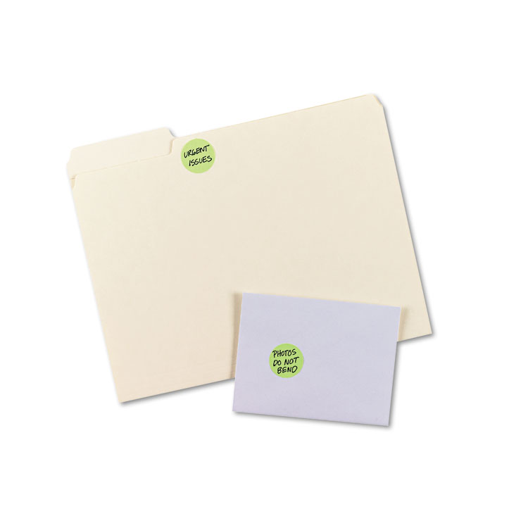 Avery Printable Self-Adhesive Removable Color-Coding Labels, 1.25" dia, Neon Green, 8/Sheet, 50 Sheets/Pack, (5498) (AVE05498) - Image 3