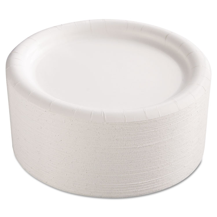 AJM Packaging Corporation Premium Coated Paper Plates, 9" dia, White, 125/Pack, 4 Packs/Carton (AJMCP9AJCWWH14)