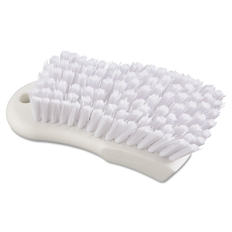 Boardwalk Scrub Brush, White Polypropylene Bristles, 6" Brush, 6" Handle (BWKFSCBWH)