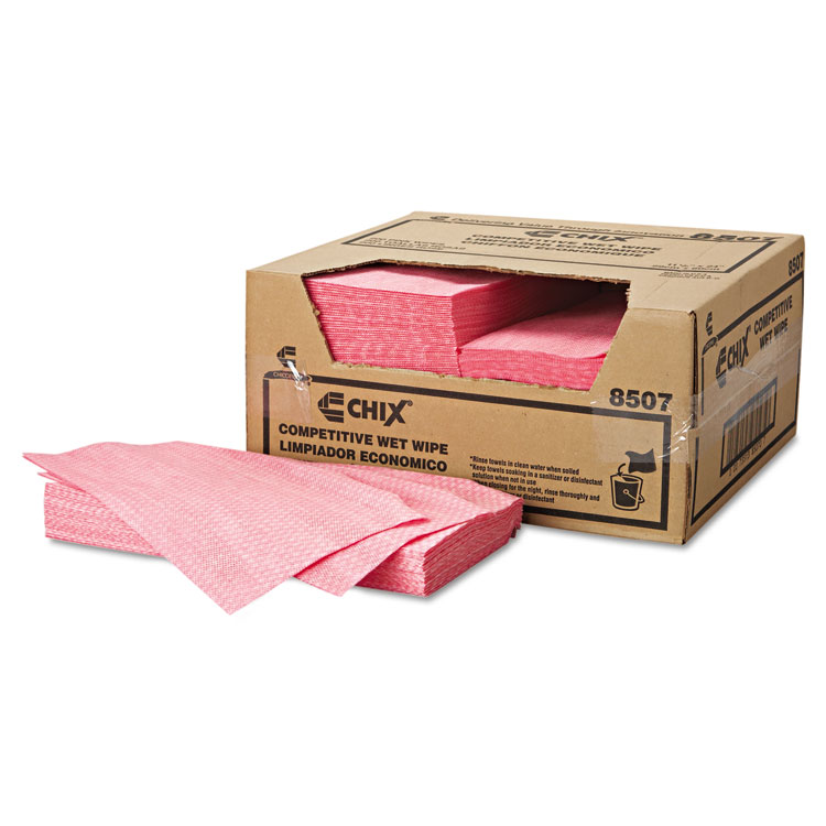 Chix Wet Wipes, Diamond-Pattern Design, 11.5 x 24, White/Pink, 200/Carton (CHI8507)