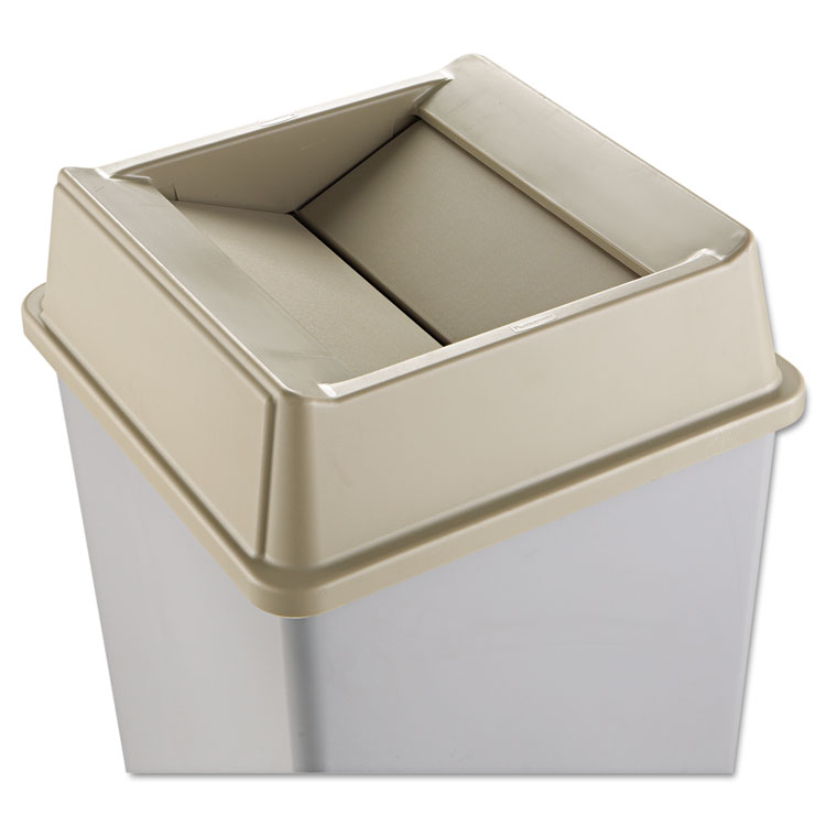 Rubbermaid Commercial Untouchable Square Swing Top Lid, Plastic, 20.13w x 20.13d x 6.25h, Beige (RCP2664BEI)