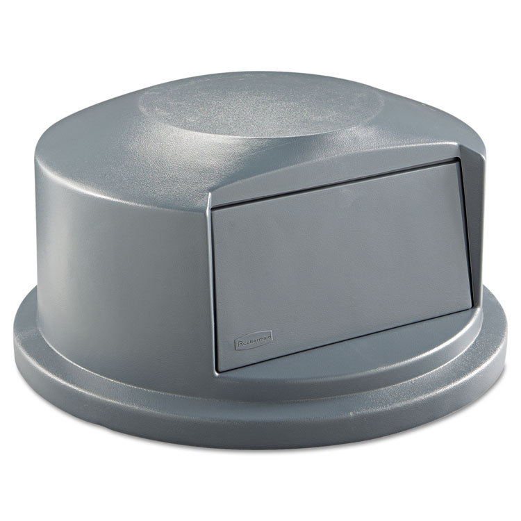 Rubbermaid Commercial Round BRUTE Dome Top Receptacle, Push Door for 44 gal Containers, 24.81" Diameter x 12.63h, Gray (RCP264788GRA)