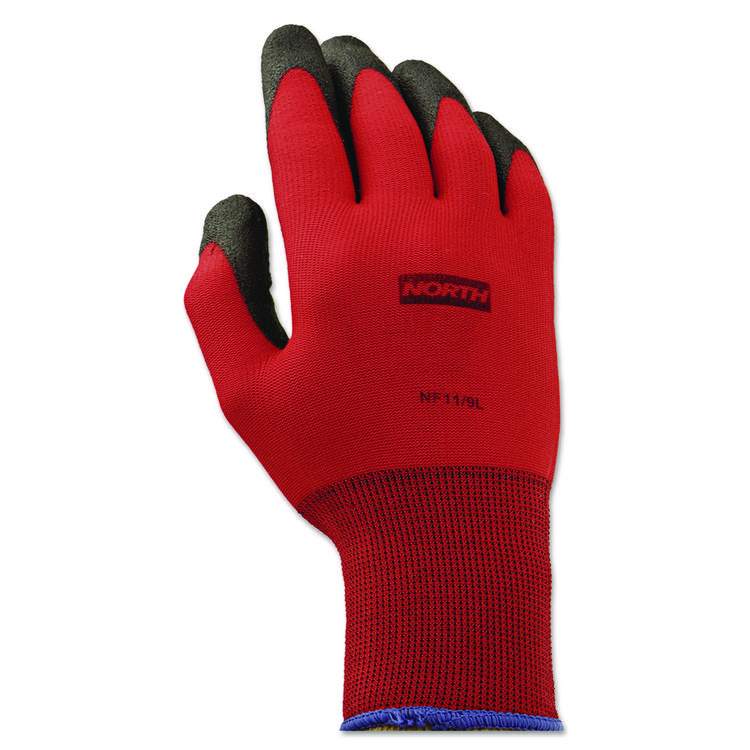 North Safety NorthFlex Red Foamed PVC Gloves, EN388: 4131, 10" Long, Large (Size 9), Red/Black, 12 Pairs (NSPNF119L)