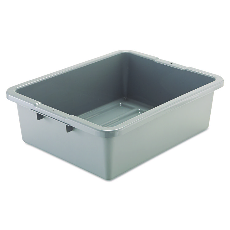 Rubbermaid Commercial Bus/Utility Box, 7.13 gal, 21.5" x 17.13" x 7", Gray (RCP3351GRA)