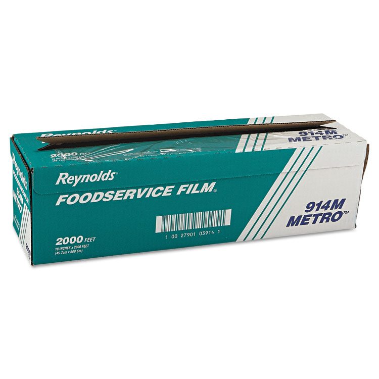 Reynolds Wrap Metro Light-Duty PVC Film Roll with Cutter Box, 18" x 2,000 ft (RFP914M)
