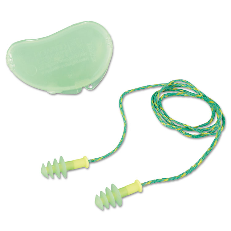 Howard Leight by Honeywell FUS30S-HP Fusion Multiple-Use Earplugs, Small, 27NRR, Corded, GN/WE, 100 Pairs (HOWFUS30SHP)