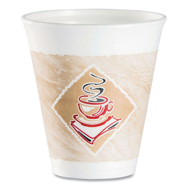 Dart Cafe G Foam Hot/Cold Cups, 12 oz, Brown/Red/White, 1,000/Carton (DCC12X16G)