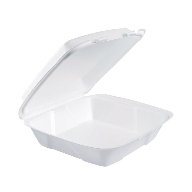 Dart Foam Hinged Lid Containers, 9.01 x 9.4 x 3.1, White, 200/Carton (DCC90HT1R)