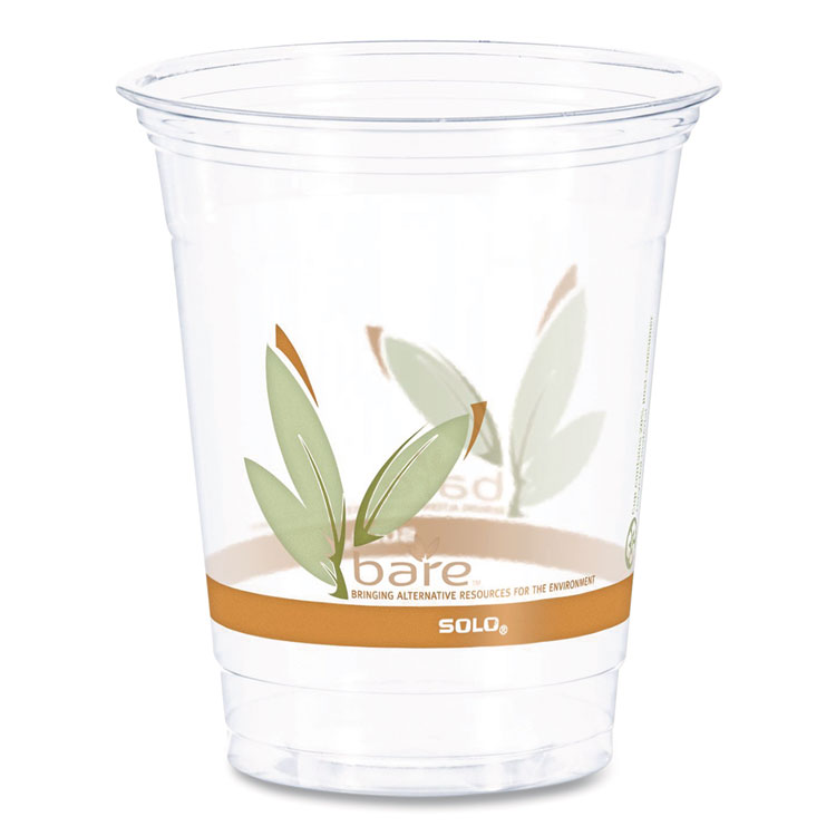 Dart Bare Eco-Forward RPET Cold Cups, Squat, 12 oz to 14 oz, Plastic, Leaf Design, 50/Pack (DCCRTP12BAREPK)