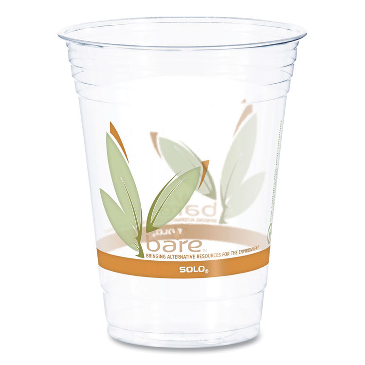 Dart Bare Eco-Forward RPET Cold Cups, 16 oz to 18 oz, Plastic, Leaf Design, Clear, 50/Pack, 20 Packs/Carton (DCCRTP16DBARECT)