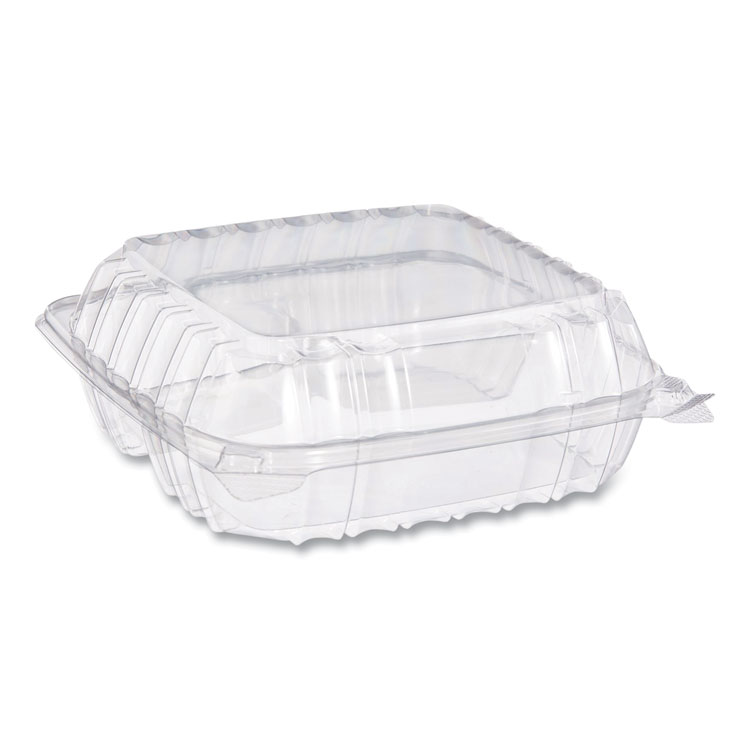 Dart ClearSeal Hinged-Lid Plastic Containers, 8.25 x 8.25 x 3, Clear, Plastic, 125/Pack, 2 Packs/Carton (DCCC90PST3)