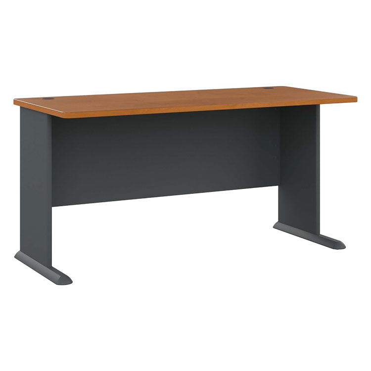 Bush Series A Collection Workstation Desk, 59.63" x 26.88" x 29.88", Natural Cherry/Slate Gray (BSHWC57460)