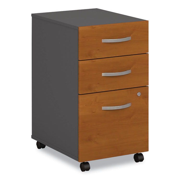Bush Series C Mobile Pedestal File, Left/Right, 3-Drawers: Box/Box/File, Legal/Letter/A4/A5, Cherry/Gray, 15.75" x 20.25" x 27.88" (BSHWC72453SU)