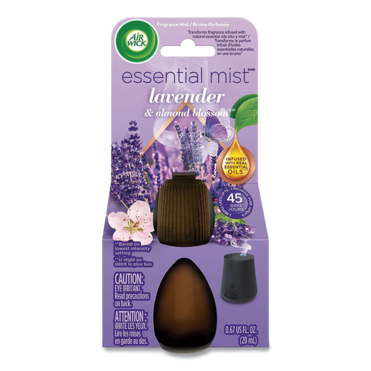 Air Wick Essential Mist Refill, Lavender and Almond Blossom, 0.67 oz Bottle, 6/Carton (RAC98552)