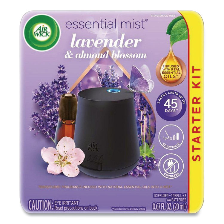 Air Wick Essential Mist Starter Kit, Lavender and Almond Blossom, 0.67 oz Bottle (RAC98576KT)