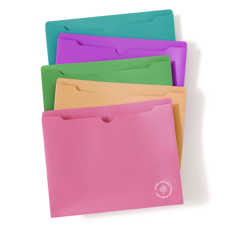 U Brands U-Eco Poly File Jackets, Straight Tab, Letter Size, Assorted, 10/Pack (UBR6595U0112)
