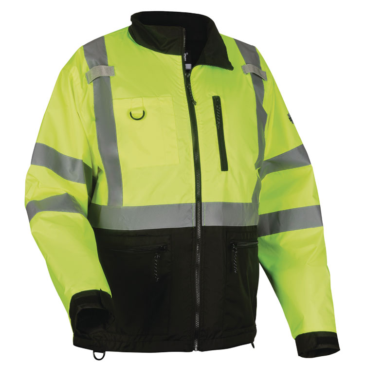 ergodyne GloWear 8351 Class 3 Hi-Vis Windbreaker Water-Resistant Jacket, 5X-Large, Lime (EGO23429)