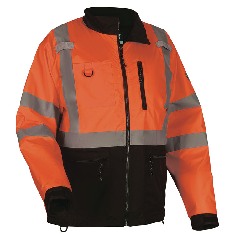 ergodyne GloWear 8351 Class 3 Hi-Vis Windbreaker Water-Resistant Jacket, Large, Orange (EGO23434)