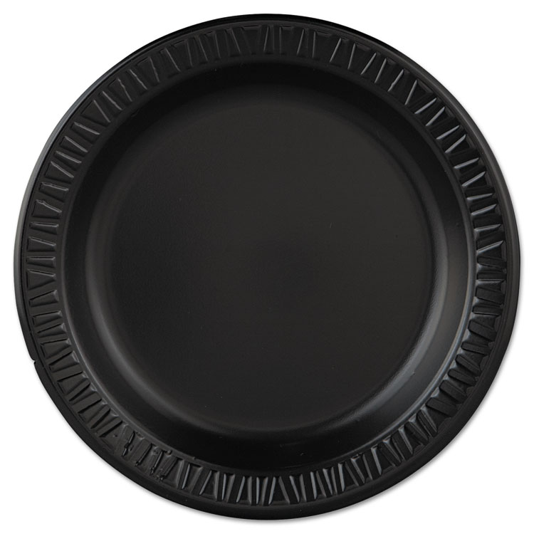 Classic Quiet Classic Laminated Foam Dinnerware, Plate, 9" dia, Black, 125/Pack, 4 Packs/Carton (DCC9PBQR)