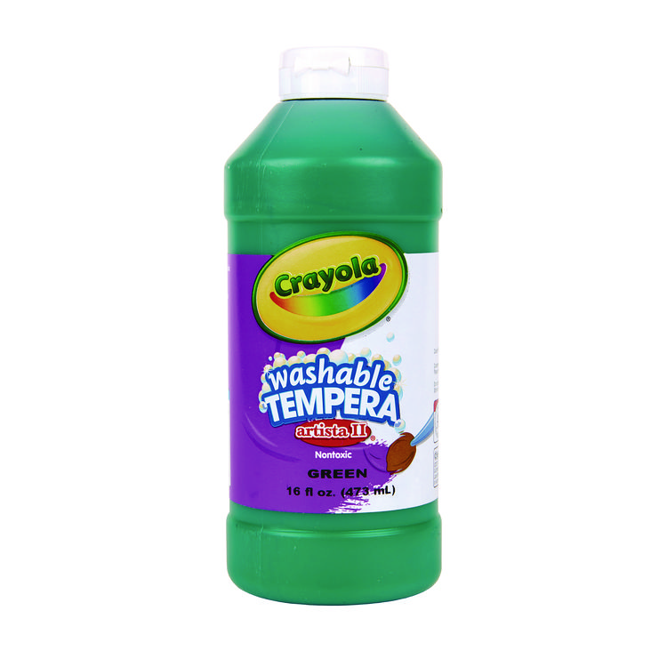 Crayola Artista II Washable Tempera Paint, Green, 16 oz Bottle (CYO543115044)