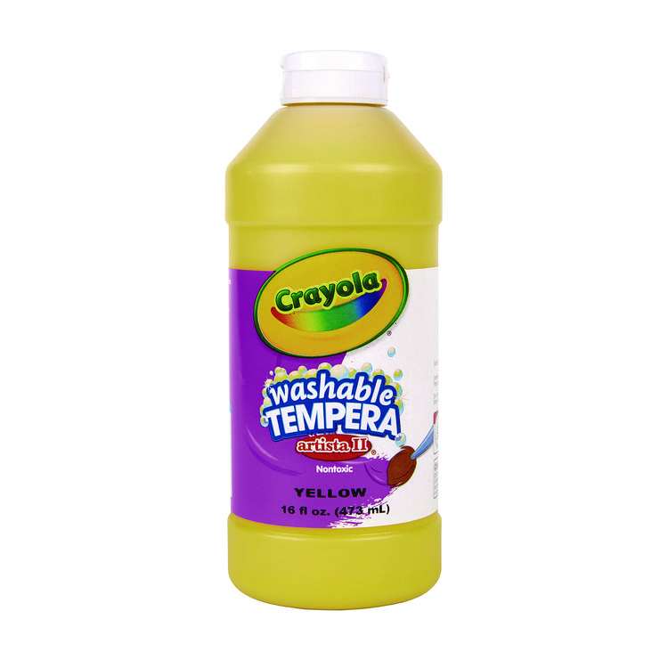 Crayola Artista II Washable Tempera Paint, Yellow, 16 oz Bottle (CYO543115034)