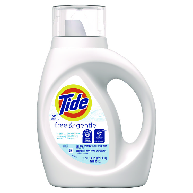 Tide Free and Gentle Laundry Detergent, HE Compatible, 32 Loads, 42 oz Bottle, 6/Carton (PGC12146)