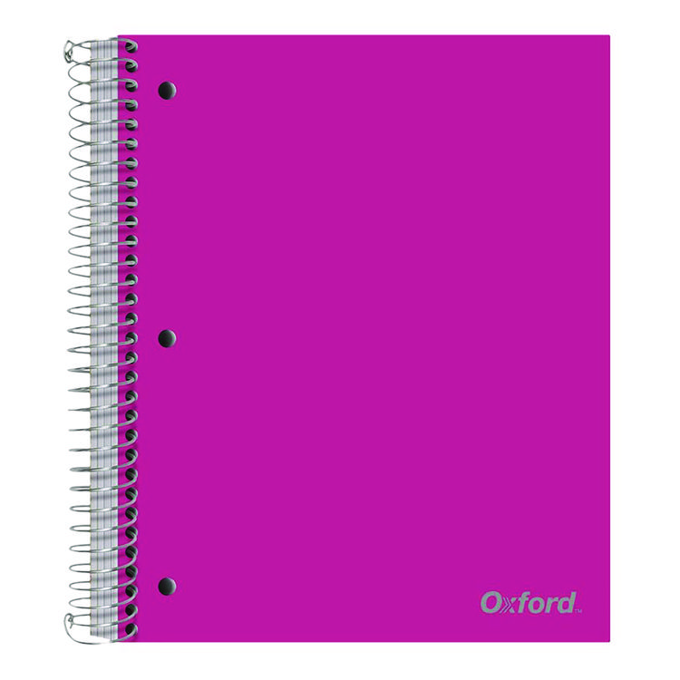 Oxford Five-Subject Notebook, Medium/College Rule, Randomly Assorted Cover Color, (200) 11 x 9 Sheets (OXF10588)