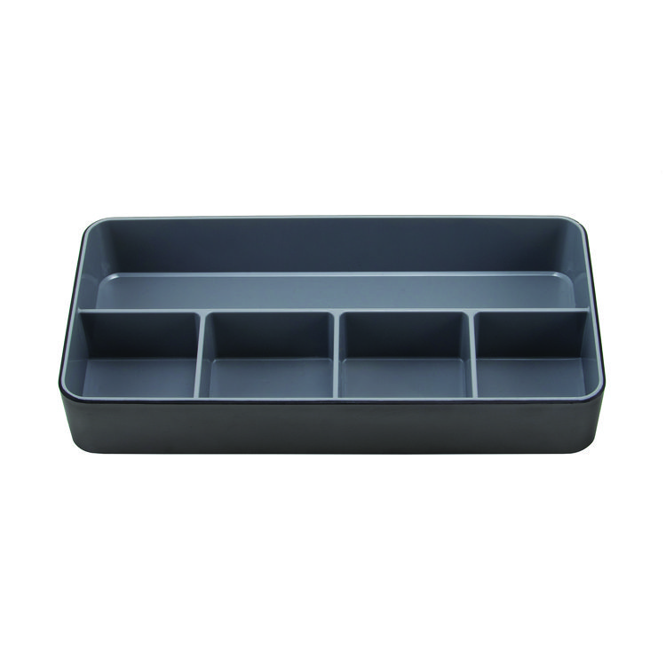 Advantus Fusion Five-Compartment Plastic Accessory Holder, Plastic, 12.25 x 6 x 2, Black/Gray (AVT37682)