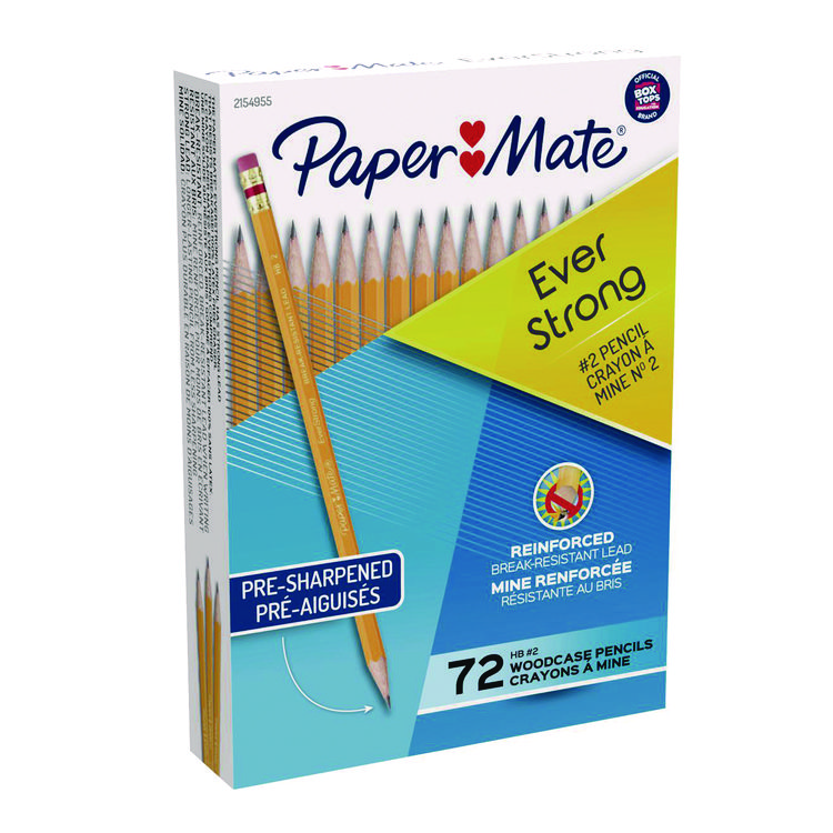 Paper Mate EverStrong #2 Pencils, HB (#2), Black Lead, Yellow Barrel, 72/Box (PAP2154955)