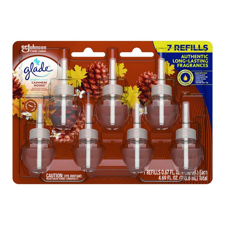 Glade Plugins Scented Oil Refill, Cashmere Woods, 0.67 oz, 7/Pack (SJN350769)