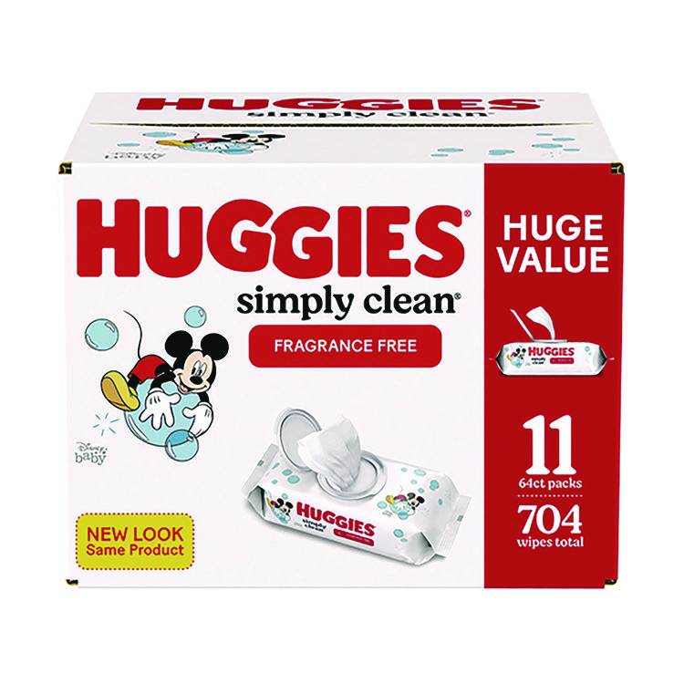 Huggies Simply Clean Fragrance Free Baby Wipes, 64/Pack, 11 Packs/Carton (KCM53611)