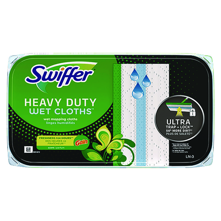 Swiffer Heavy-Duty Wet Refill Cloths, 8 x 10, Gain Original Scent, White, 10 Cloths/Tub (PGC76471)