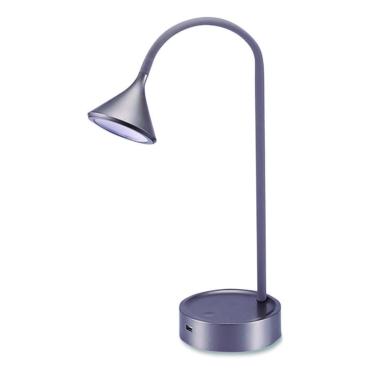 BLACK+DECKER Flexible Gooseneck LED Desk Lamp, with USB Port, Gray (BLDVLED1812GRBD)