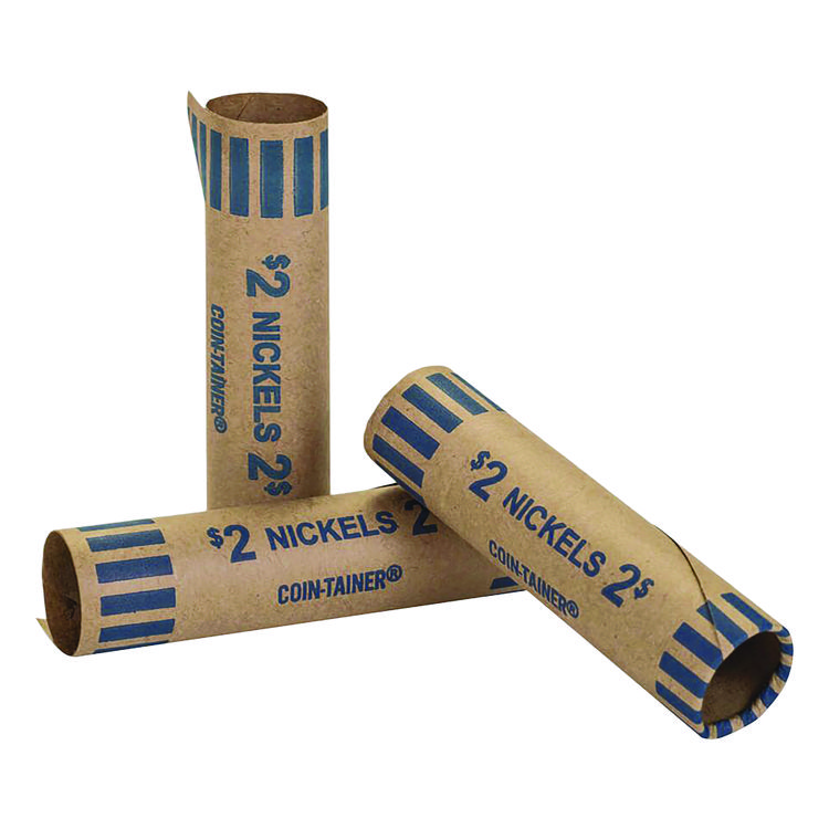 CONTROLTEK Crimped End Coin Wrappers, Nickels, $2, 1,000 Wrappers/Pack (CNK560052)