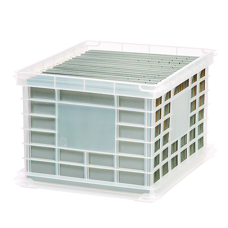 IRIS File Storage Durable Plastic Crate, 13.88 x 17.13 x 10.5, Clear (IRS270011200308)