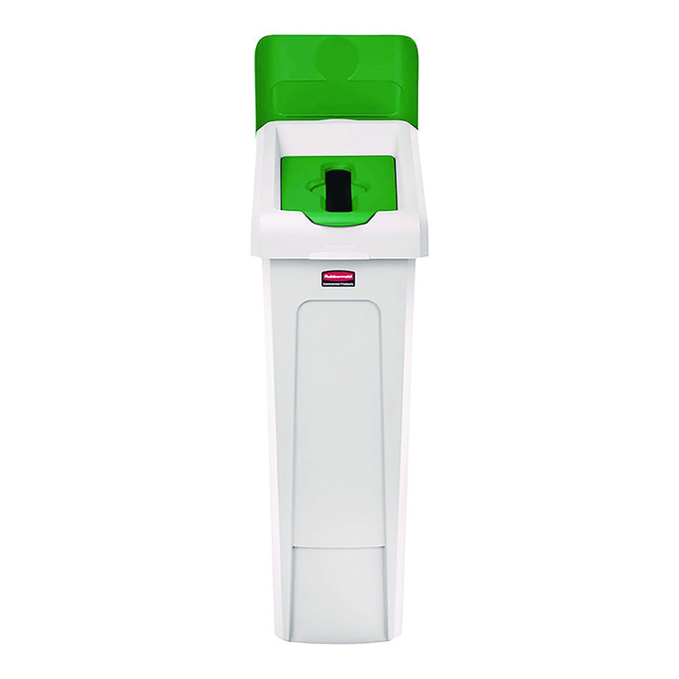 Rubbermaid Commercial Slim Jim Recycling Station Kit, 1-Stream Paper, 23 gal, Plastic, Green/Gray (RCP2185054)