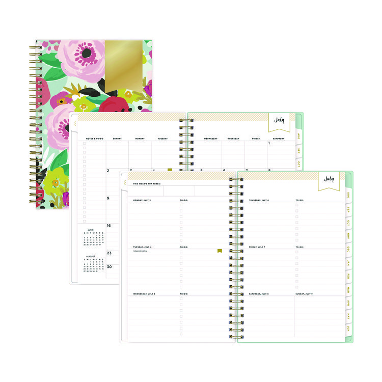Blue Sky Day Designer "Secret Garden Mint" Academic Year Weekly/Monthly Notes Planner, 8 x 5, 12-Month (July to June): 2025-2026 (BLS137900)