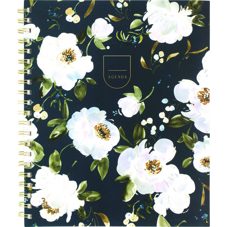 Cambridge Leah Bisch Weekly/Monthly Floral Planner, Floral Artwork, 11 x 9.25, Blue/White/Gold Cover, 12-Month (Jan to Dec): 2025 (AAGLB34905)