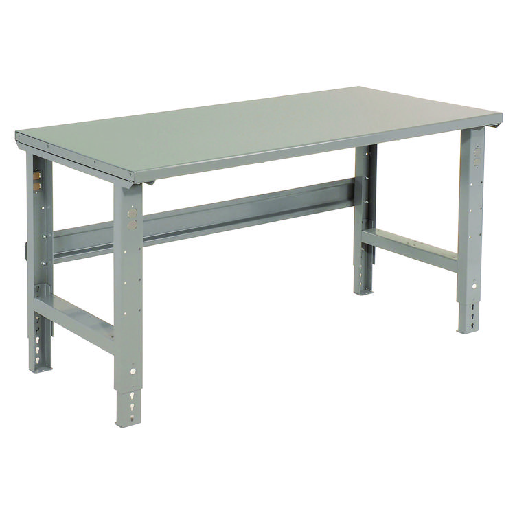Global Industrial Standard Duty Steel Top Adjustable Height Workbench, 2,000 lbs, 72 x 30 x 30.88 to 36.88, Gray (GBE183154)