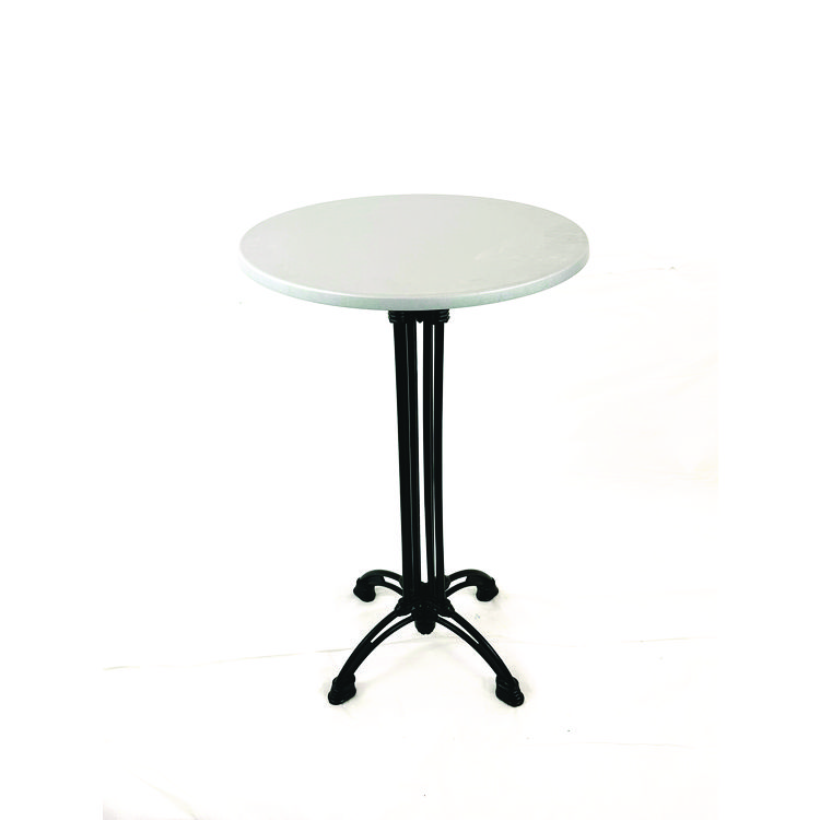 JMC FURNITURE Topalit Tables, Round, 24" dia x 44"h, Brushed Silver Top, Black Iron Base/Legs (JMC106P24R2)