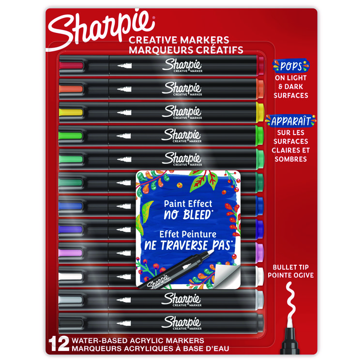 Sharpie Creative Markers, Medium Bullet Tip, Assorted Colors, 12/Pack (SAN2196905)