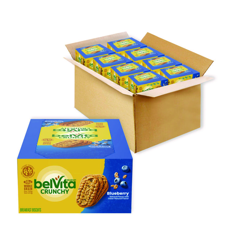 Nabisco belVita Breakfast Biscuits, 1.76 oz Pack, Blueberry, 8 Packs/Box, 8 Boxes/Carton (CDB02908)