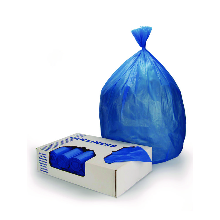 Heritage Linear Low-Density Can Liners for Recyclable Waste, 45 gal, 1.3 mil, 40" x 46", Blue, Flat Pack, 100/Carton (HER733150)