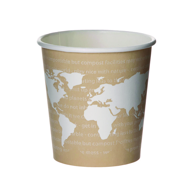 Eco-Products WorldArt Hot Cups, 4 oz, Paper, Tan, 1,000/Carton (ECOEPBHC4WA)